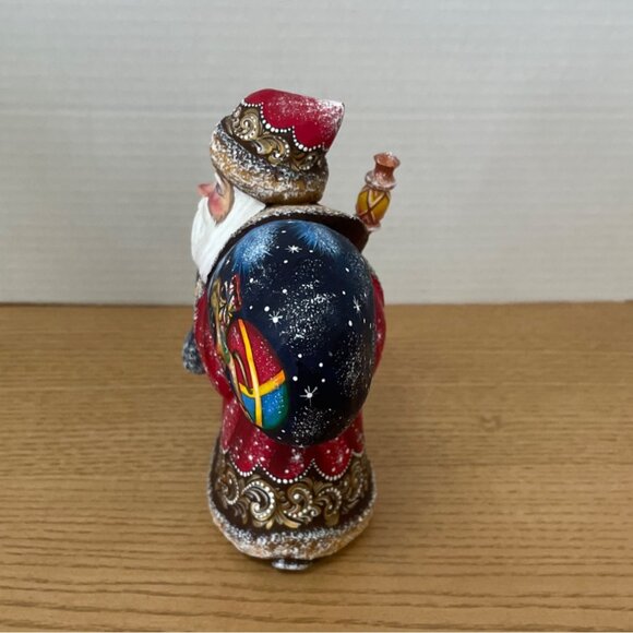 G.DeBrekht Happy traveler Santa Wood Hand Carved Painted Signed Christmas Decor - Picture 2 of 11